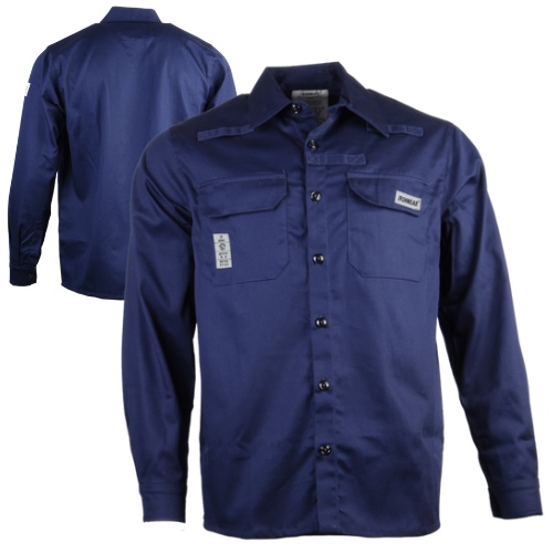 Ironwear 6610FR-N AR/FR Long Sleeve Button Down FR Work Shirt, CAT 2, ATPV 9 cal/cm2, Navy Blue